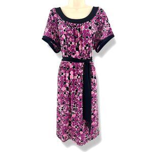 Apt. 9 Purple Pink Polka Dot Print Dress w/Tie Size 1X 16 18 Plus Summer Party